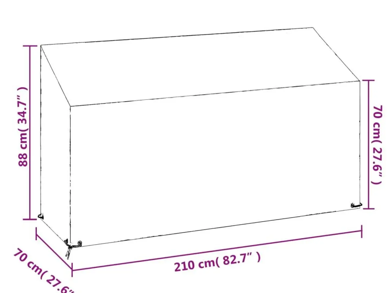 Billede 8 - Overtræk til havebænk 210 x 70 x 70/88 cm - sort