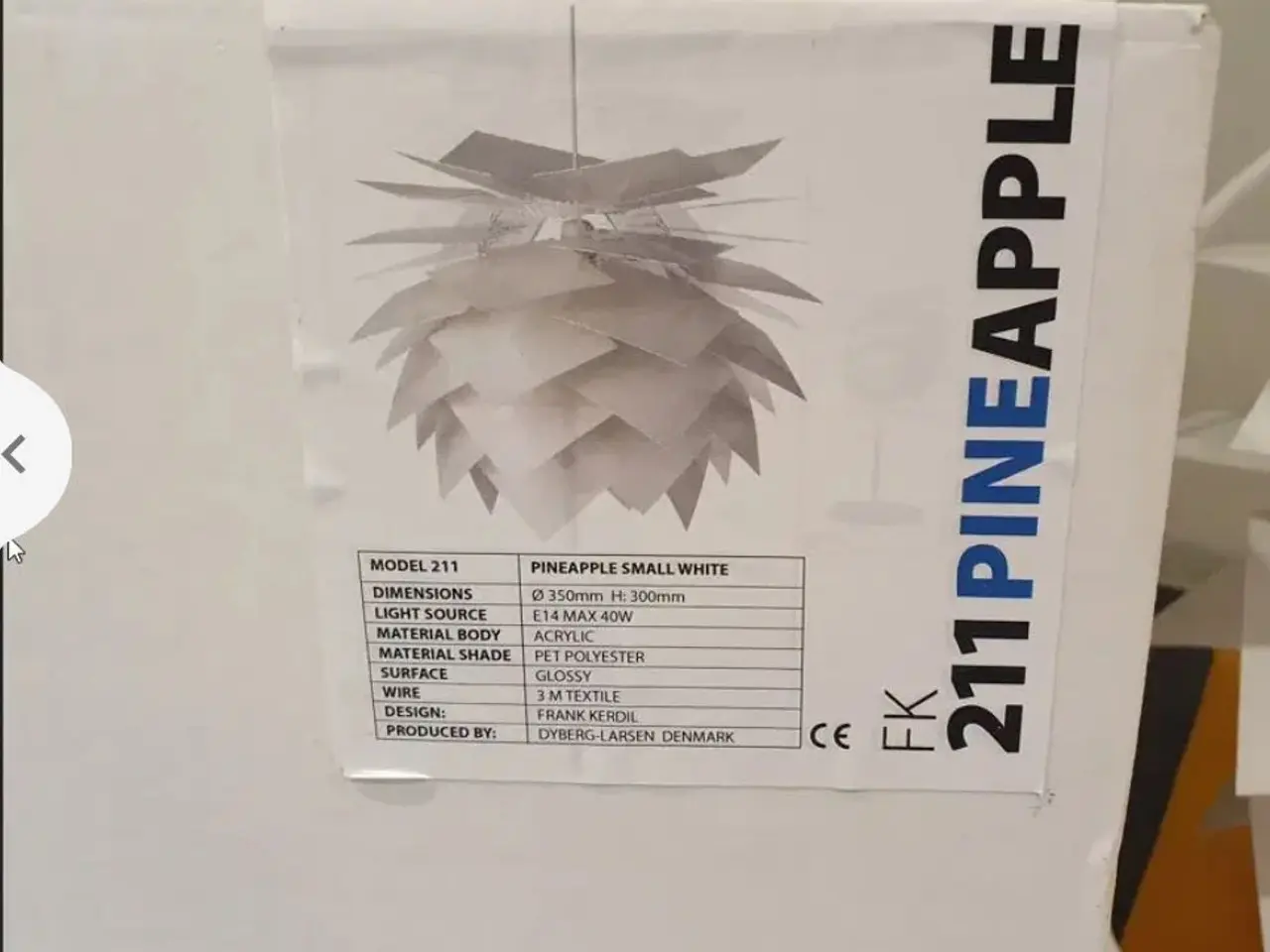 Billede 2 - Dyrberg Larsen pineapple 2 stk lamper