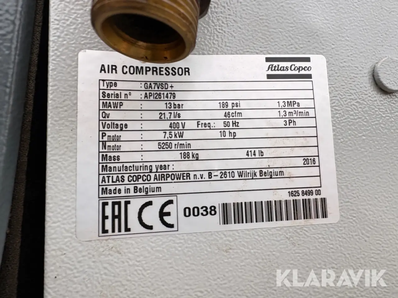 Billede 12 - Kompressor , lufttank og lufttørre Atlas Copco GA7VSD + / CD25
