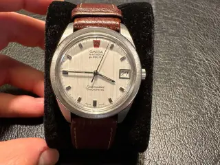 Omega Armbåndsur Sølvfarvet med Brun Læderrem