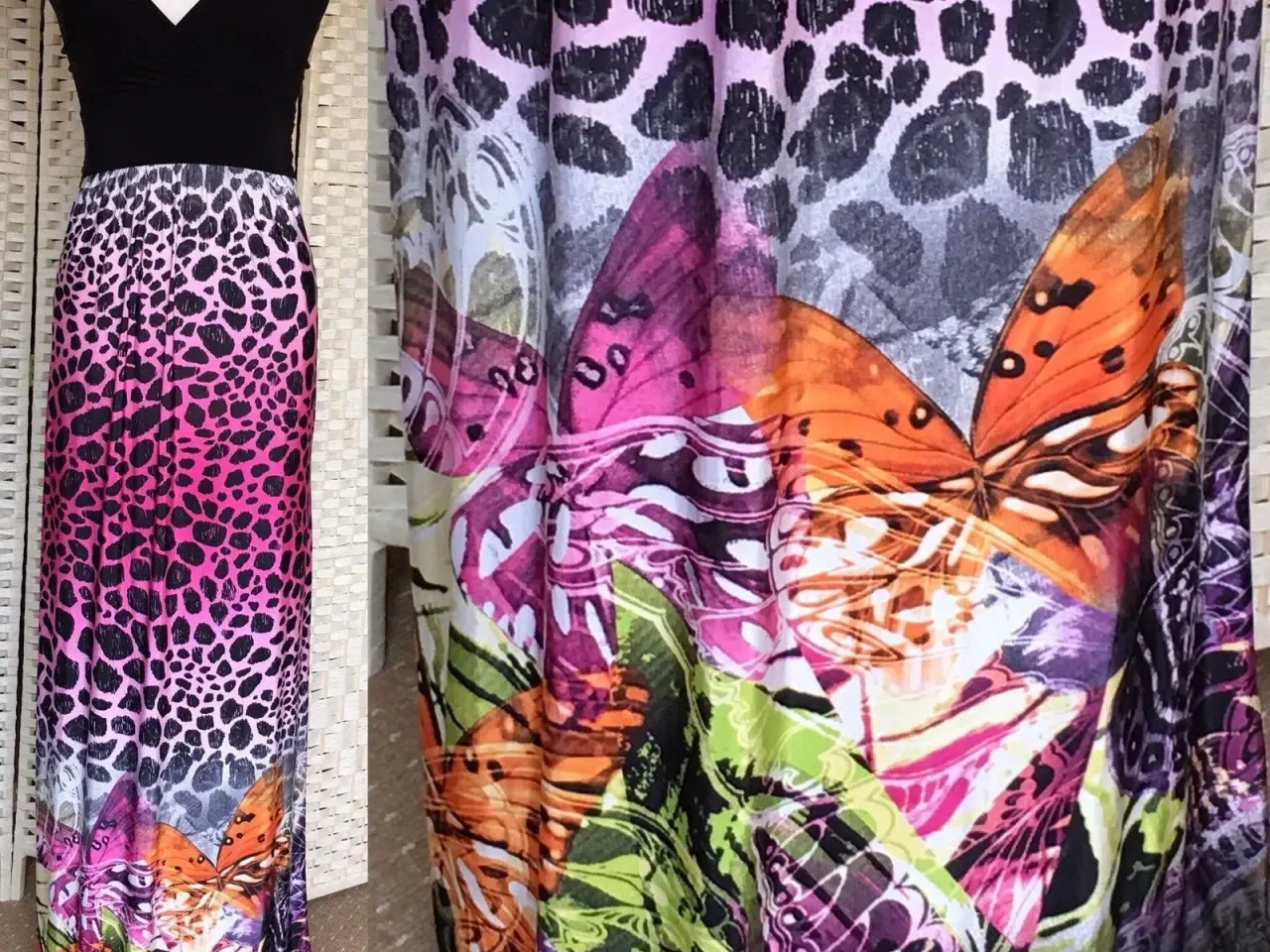 Billede 1 -  MAXI-aften/party med sommerfugle print.str: 38/40