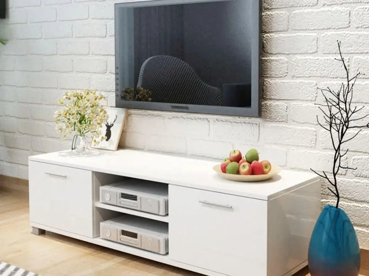 Billede 1 - Tv-bord i hvid højglans - 120 × 40,5 × 35 cm