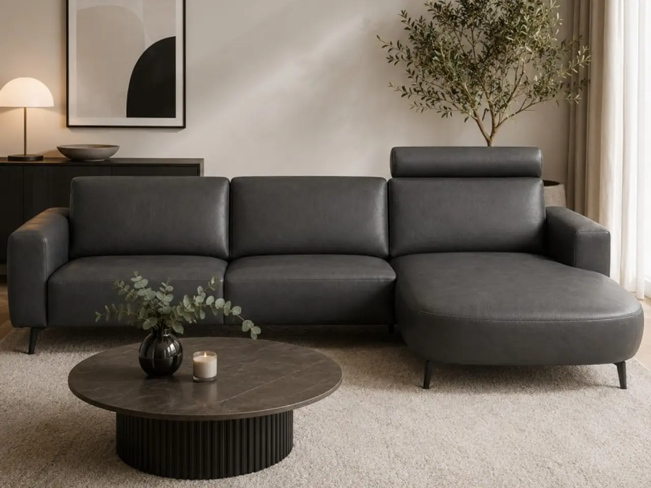 Billede 2 - Hjort Knudsen Lolland læder Chaiselong sofa - Højrevendt