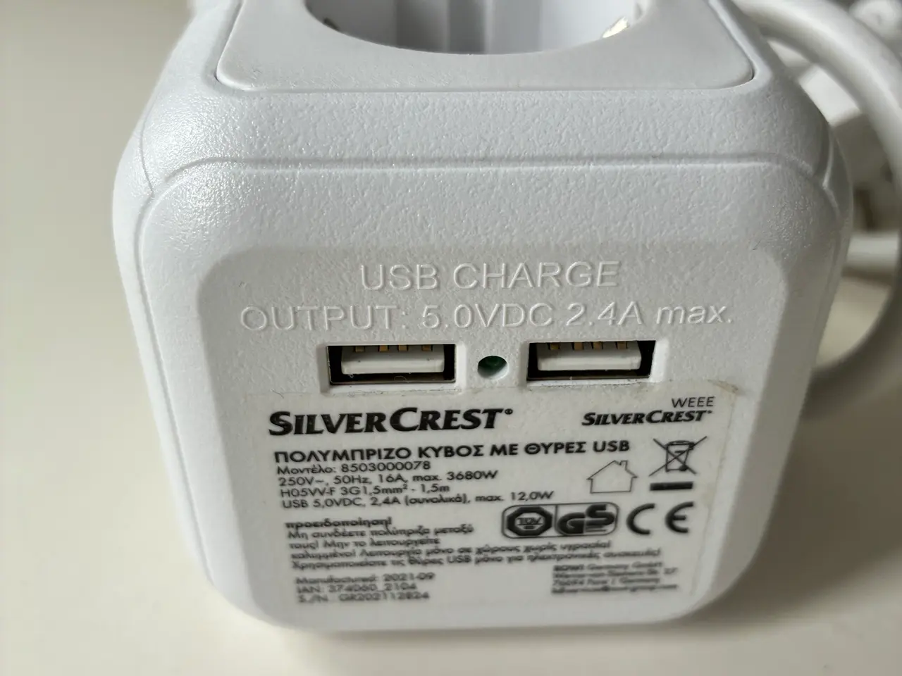 Billede 2 - SilverCrest strømfordeler med 3 stik og 2 USB