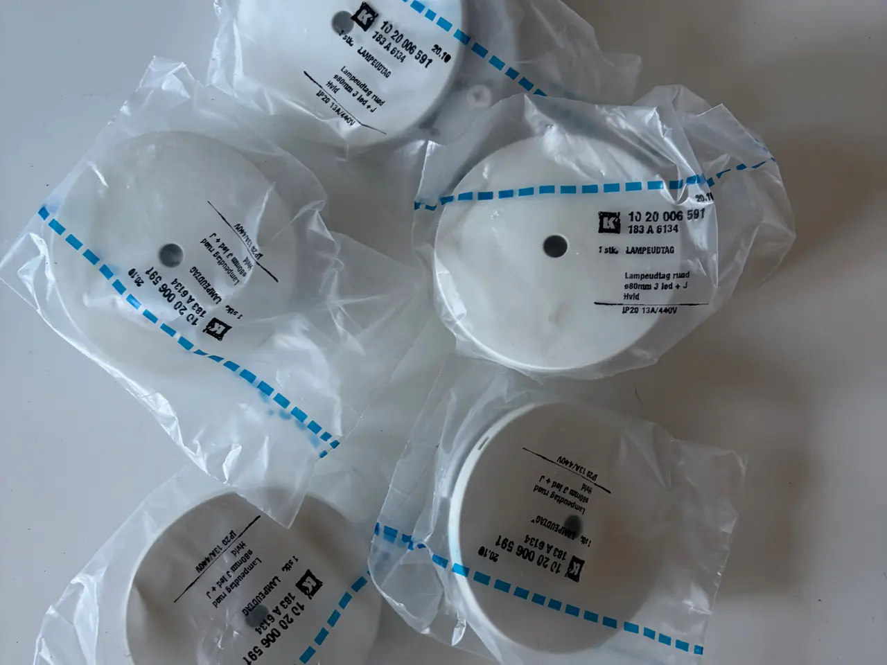 Billede 1 - LK lampeudtag med center 3 led, hvid - 5 stk.