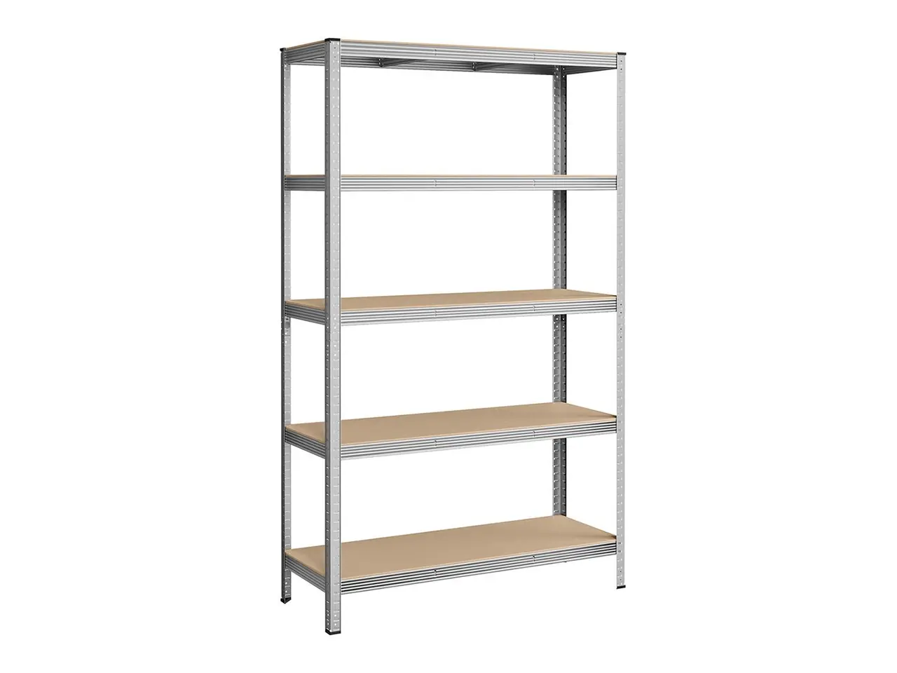 Billede 1 - Reol til garage stålhylle med 5 niveauer, 60 × 120 × 200 cm, sølv