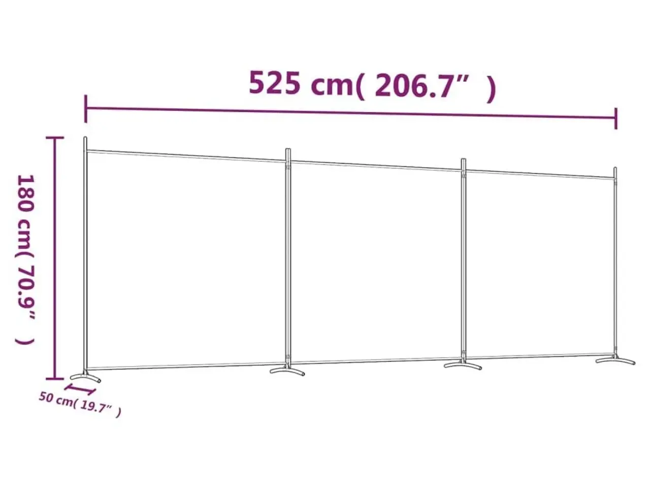 Billede 8 - 3-panels rumdeler i stof - 525×180 cm, antracitgrå