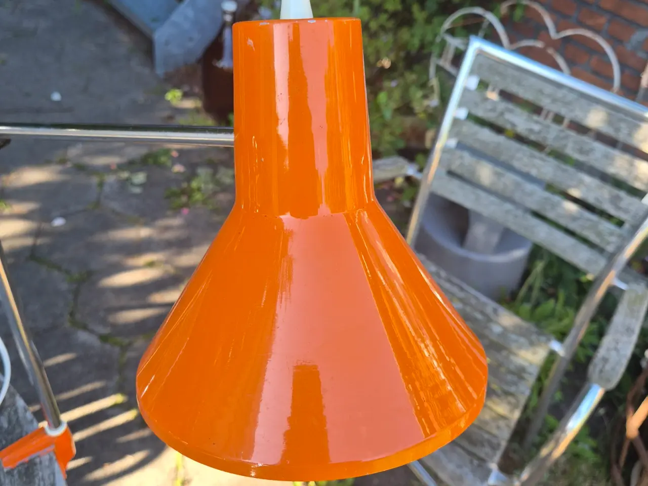 Billede 4 - Orange arkitektlampe på stander af krom 