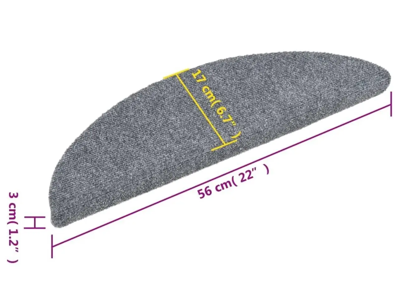 Billede 8 - Selvklæbende trappemåtter - 10 stk., 56×17×3 cm, tuftet lysegrå