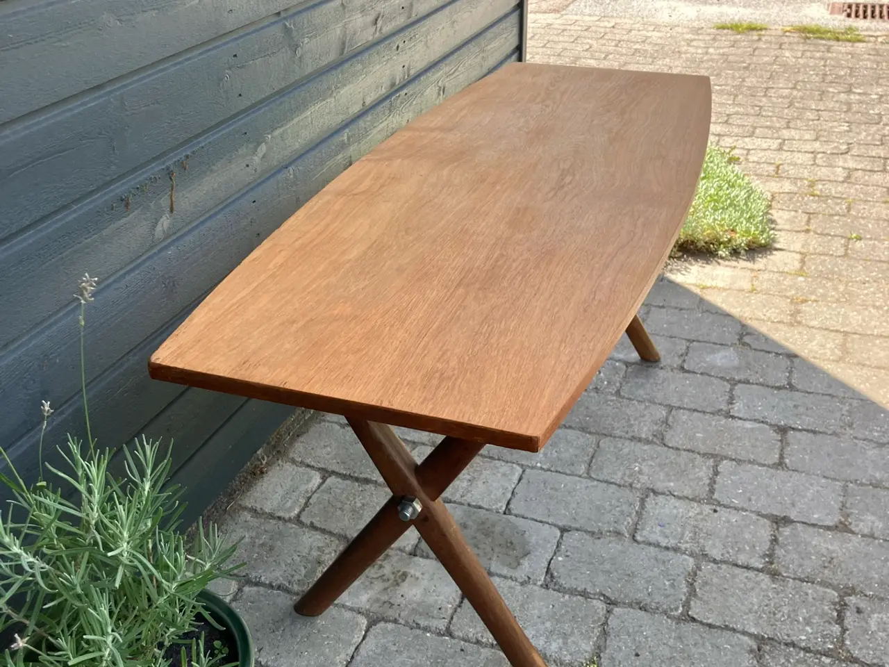 Billede 2 - Teaktræs sofabord med krydsben