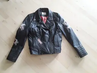 Læderjakke , Cream, str 38