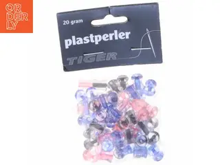 Assorterede plastperler fra Tiger (str. Pose 6 x 5 cm)