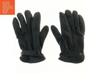 Sorte herrelæderhandsker med spænde (str. 28 cm)