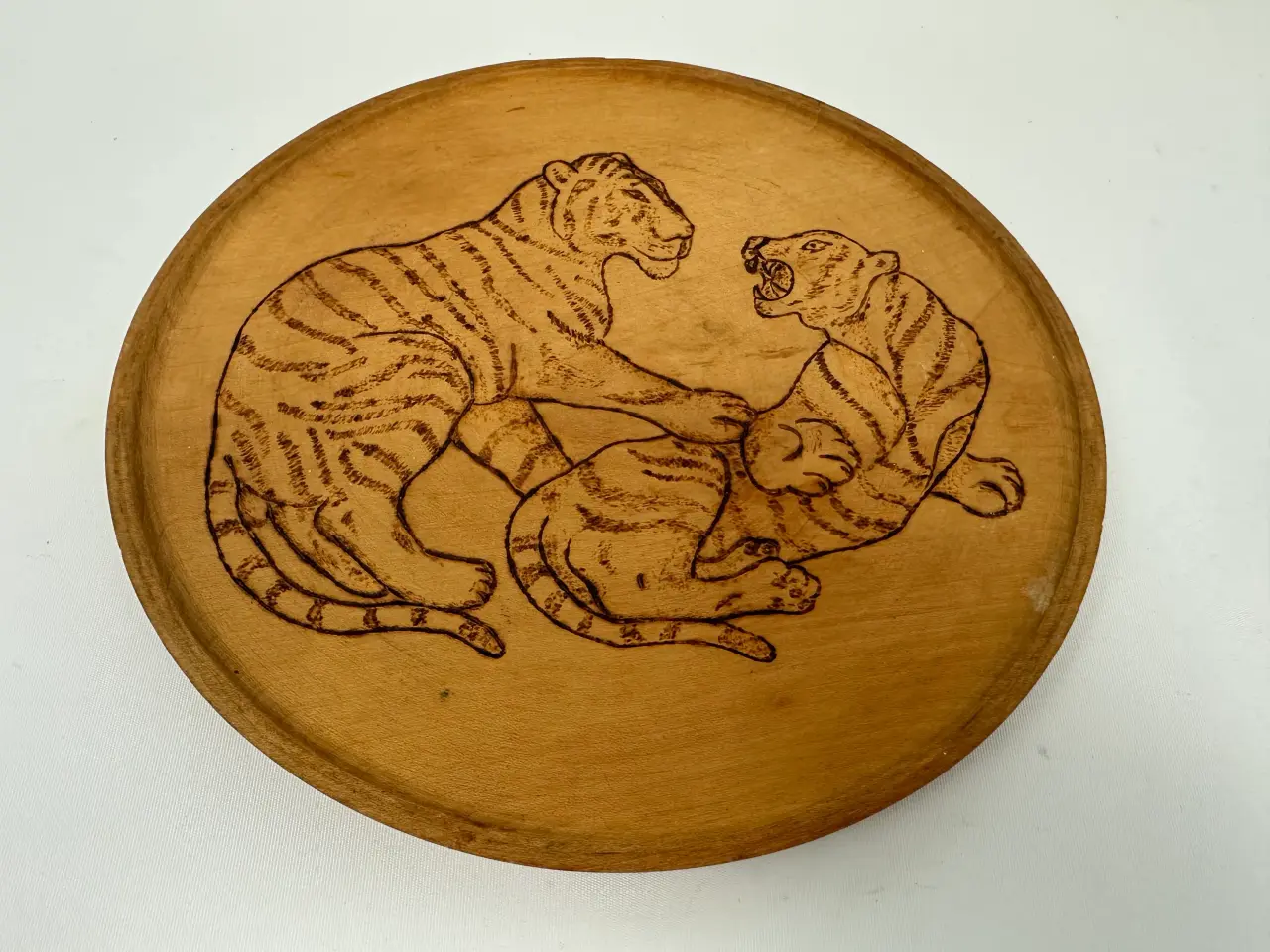 Billede 1 - Vægrelief i træ med tigermotiv