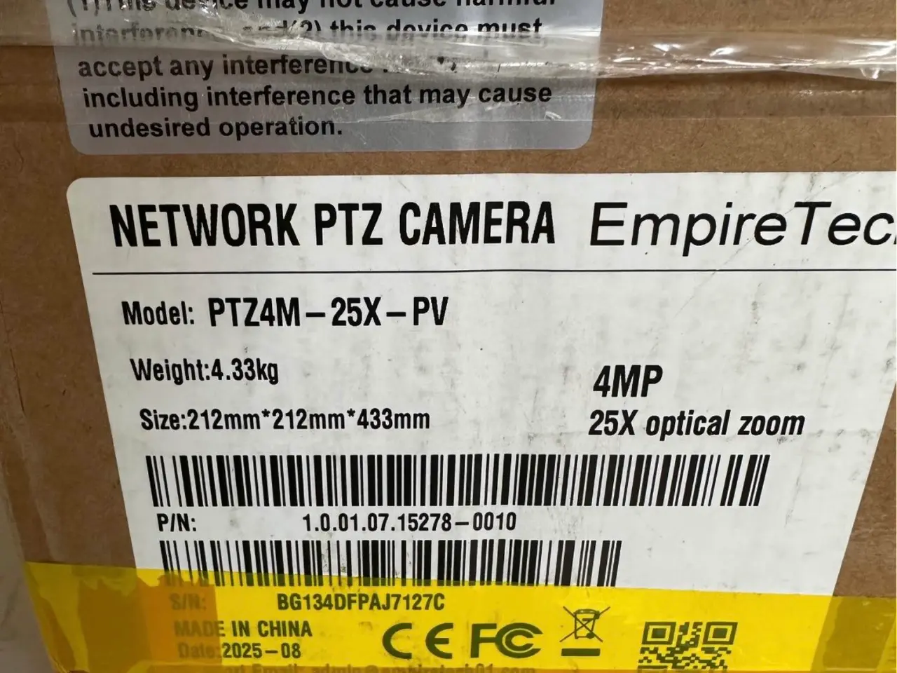Billede 2 - Dahua / EmpireTech PTZ4M-25X-PV 4MP