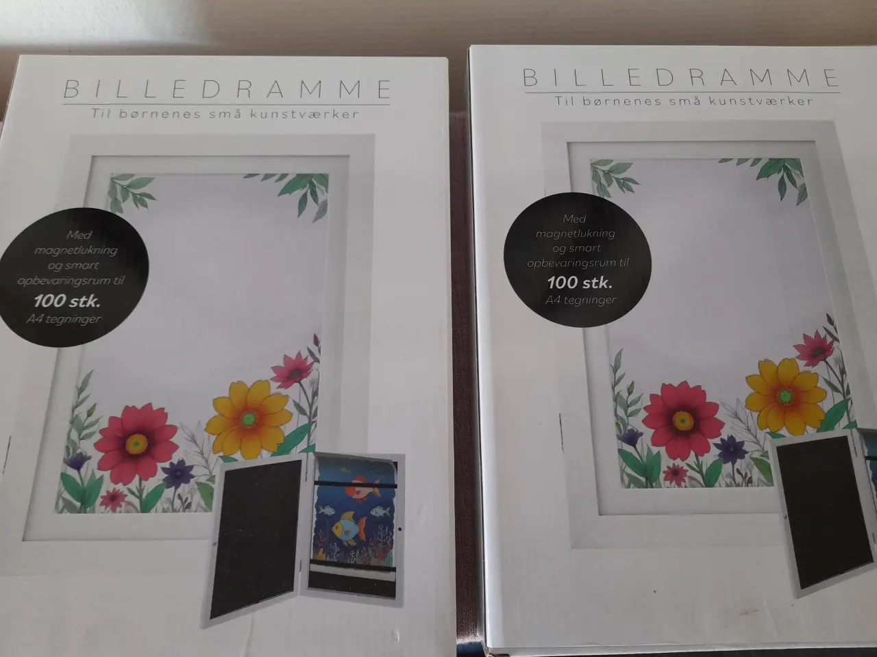 Billede 4 - Ubrugte rammer til 100 børnetegninger ( 2 stk).