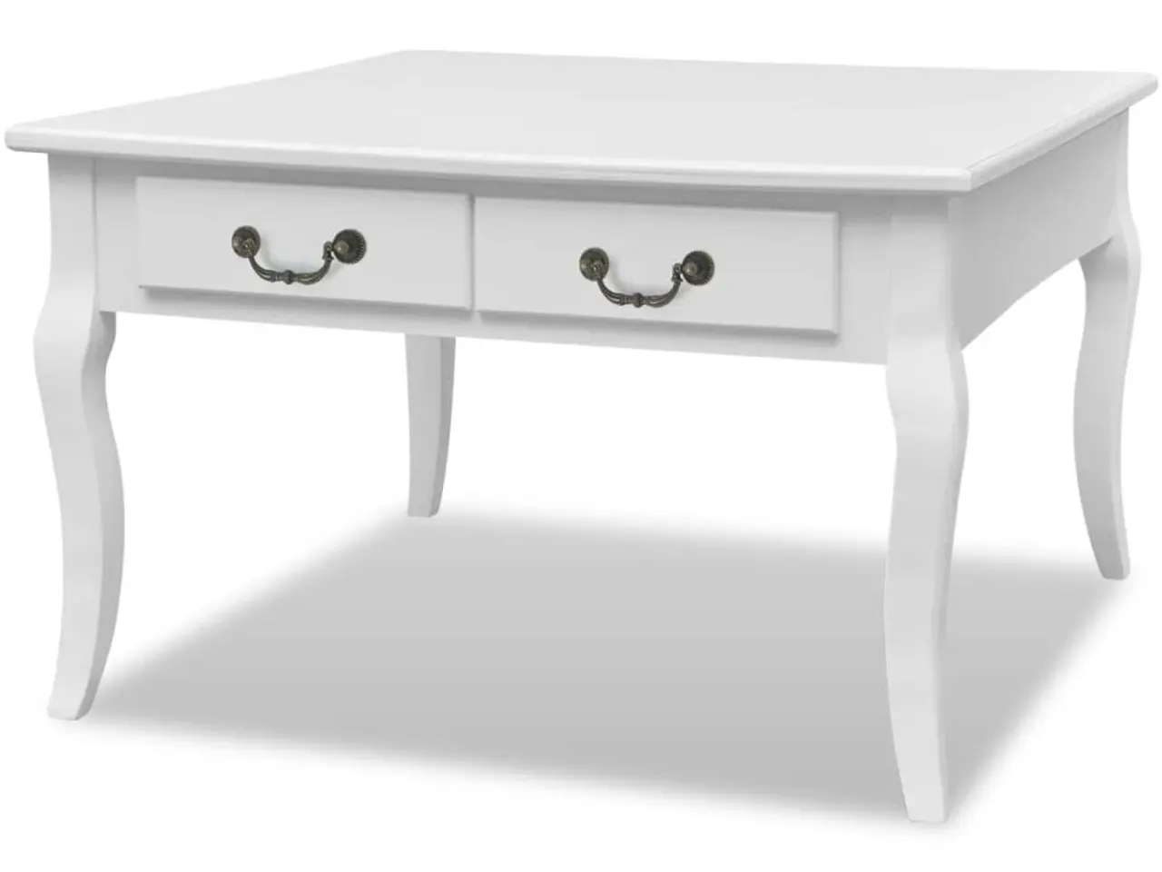 Billede 2 - Sofabord med 4 skuffer - hvid, 80 × 80 × 50 cm