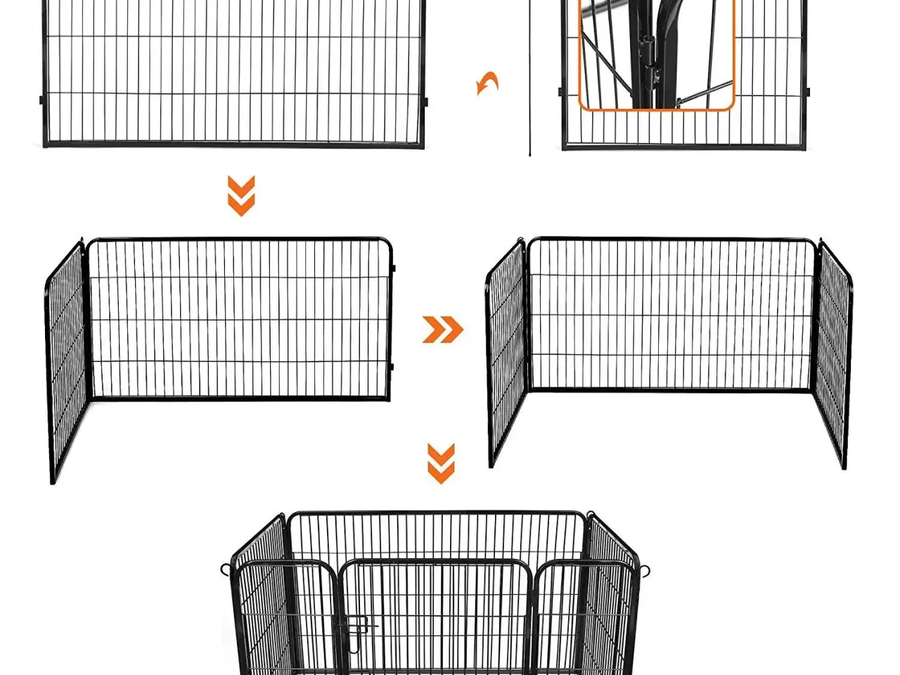 Billede 5 - Hvalpe løbegård i metal - sort, 122 × 80 × 70 cm (PPK04BK)
