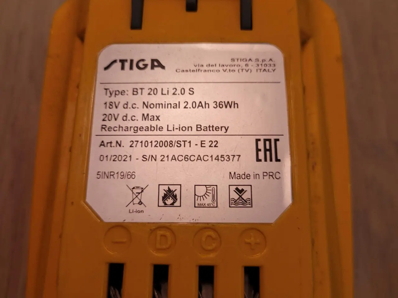 Billede 3 - Stiga BT 20 LI 2.0 S batterier