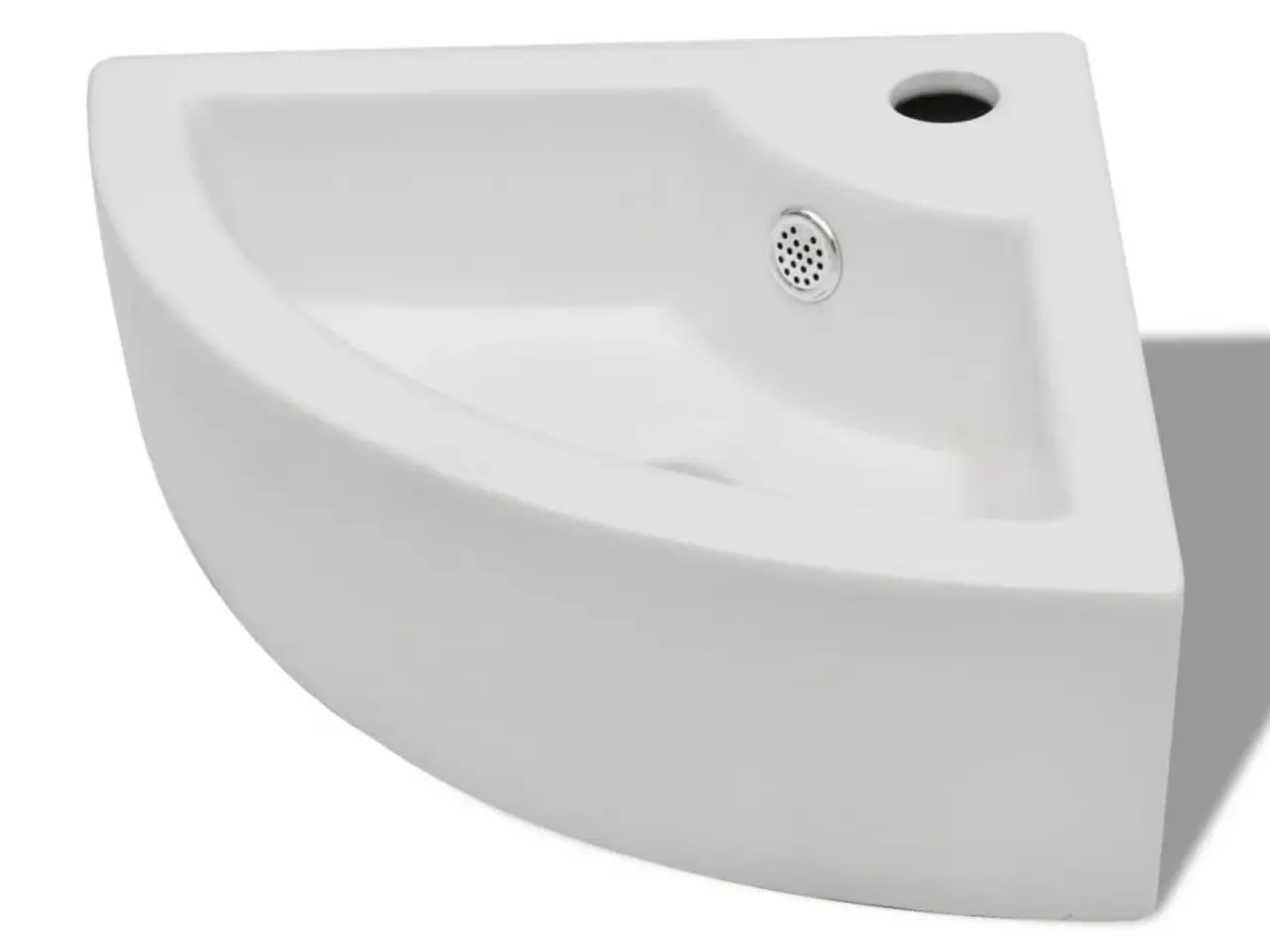 Billede 2 - Hjørnevask i keramik med overløb 45 × 32 × 12,5 cm - hvid