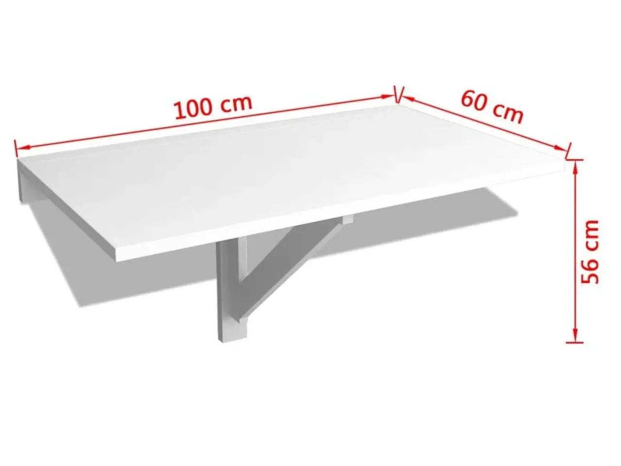 Billede 6 - Foldbart vægbord 100×60 cm - hvid klapbord til væg