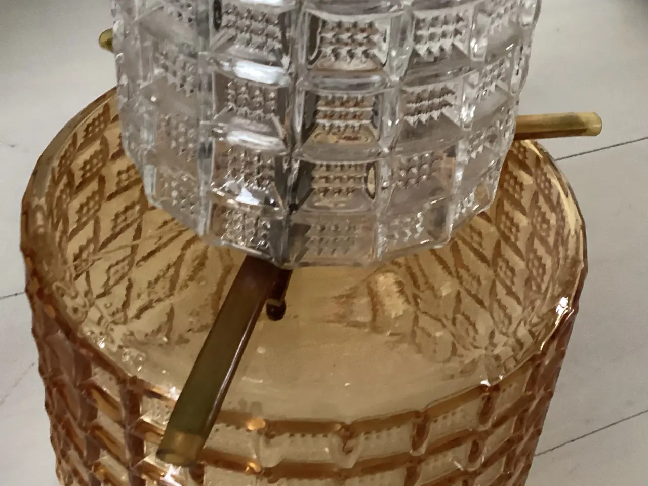 Billede 7 - Ældre “retro” loftslampe med vaffelglas