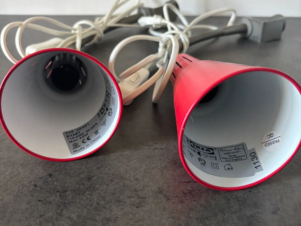 Billede 2 - 2 x Retro IKEA KVART lamper rød