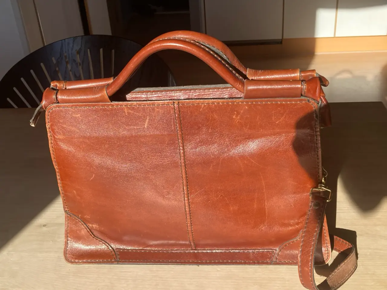 Billede 2 - Lækker vintage cognacfarvet lædertaske