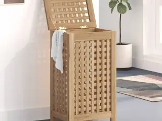 Vasketøjskurv 35x25x60 cm massivt teaktræ