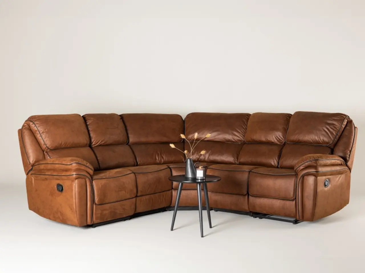 Billede 1 - Christopher Recliner hjørnesofa - Cognac - Ruskindsblød mikrofiber