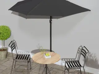 Altanparasol halvrund 270 × 144 × 222 cm - sort med aluminiumsstang