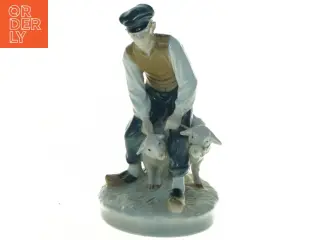 Fårehyrde figur i porcelæn fra Royal Copenhagen (str. 21 x 14 cm)