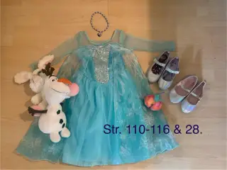 Flot Anna & Elsa kjole incl. sko mv.