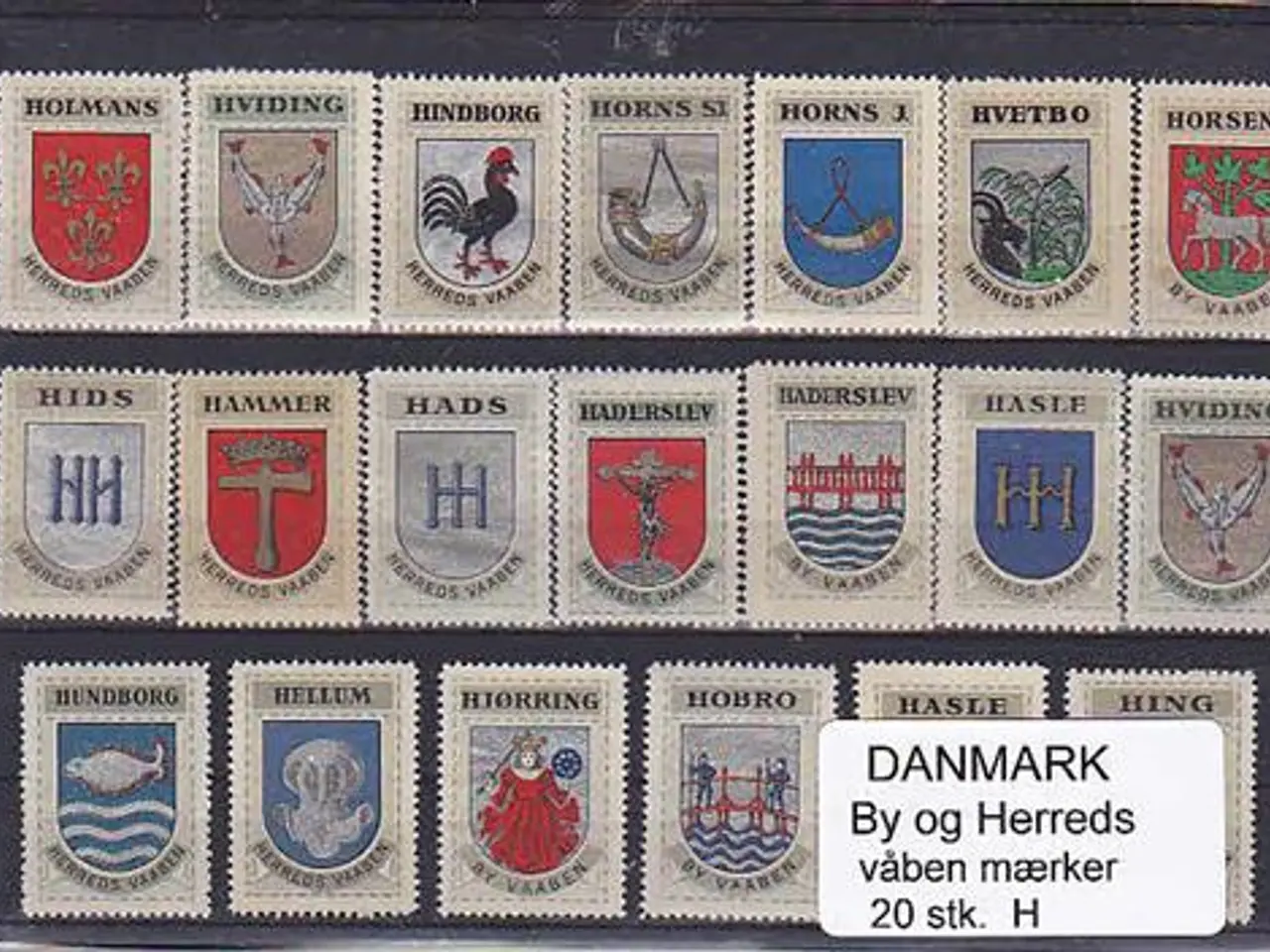 Billede 1 - Danmark By-Herredsvåbenmærker H. 20 stk.
