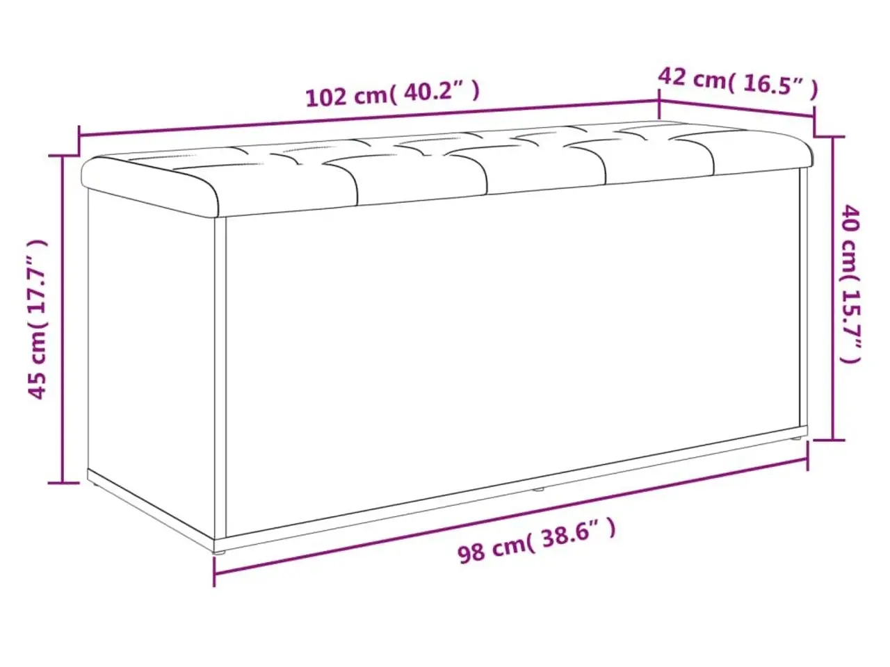 Billede 10 - Opbevaringsbænk hvid 102x42x45 cm konstrueret træ