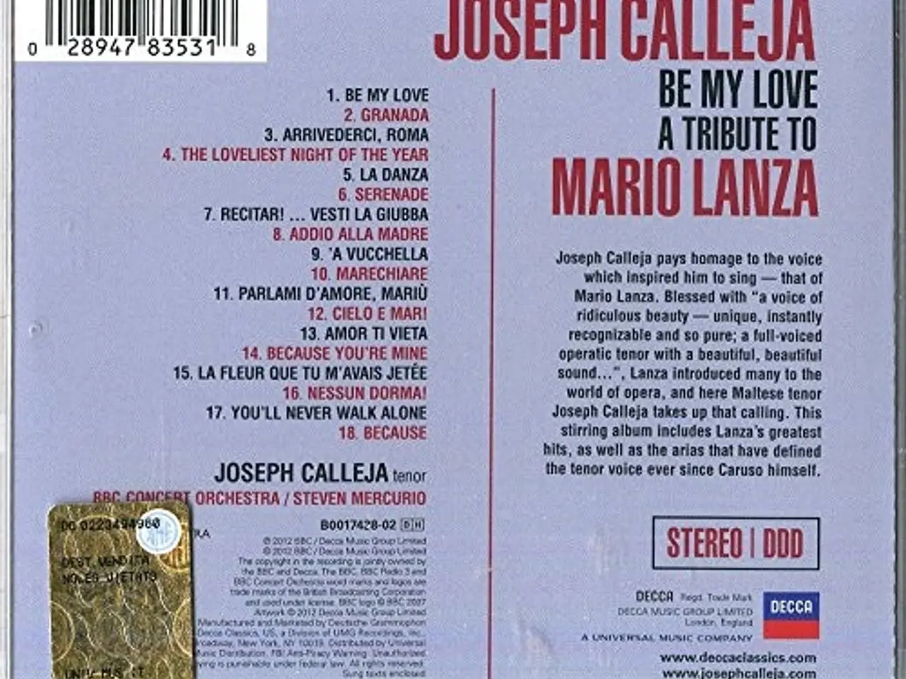 Billede 2 - Joseph Calleja – Be My Love (A Tribute To… – CD