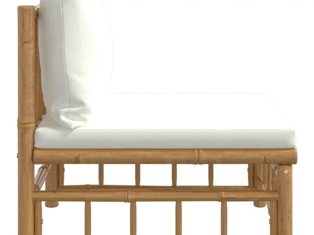 Billede 4 - Midtermodul til havesofa i bambus med cremehvide hynder