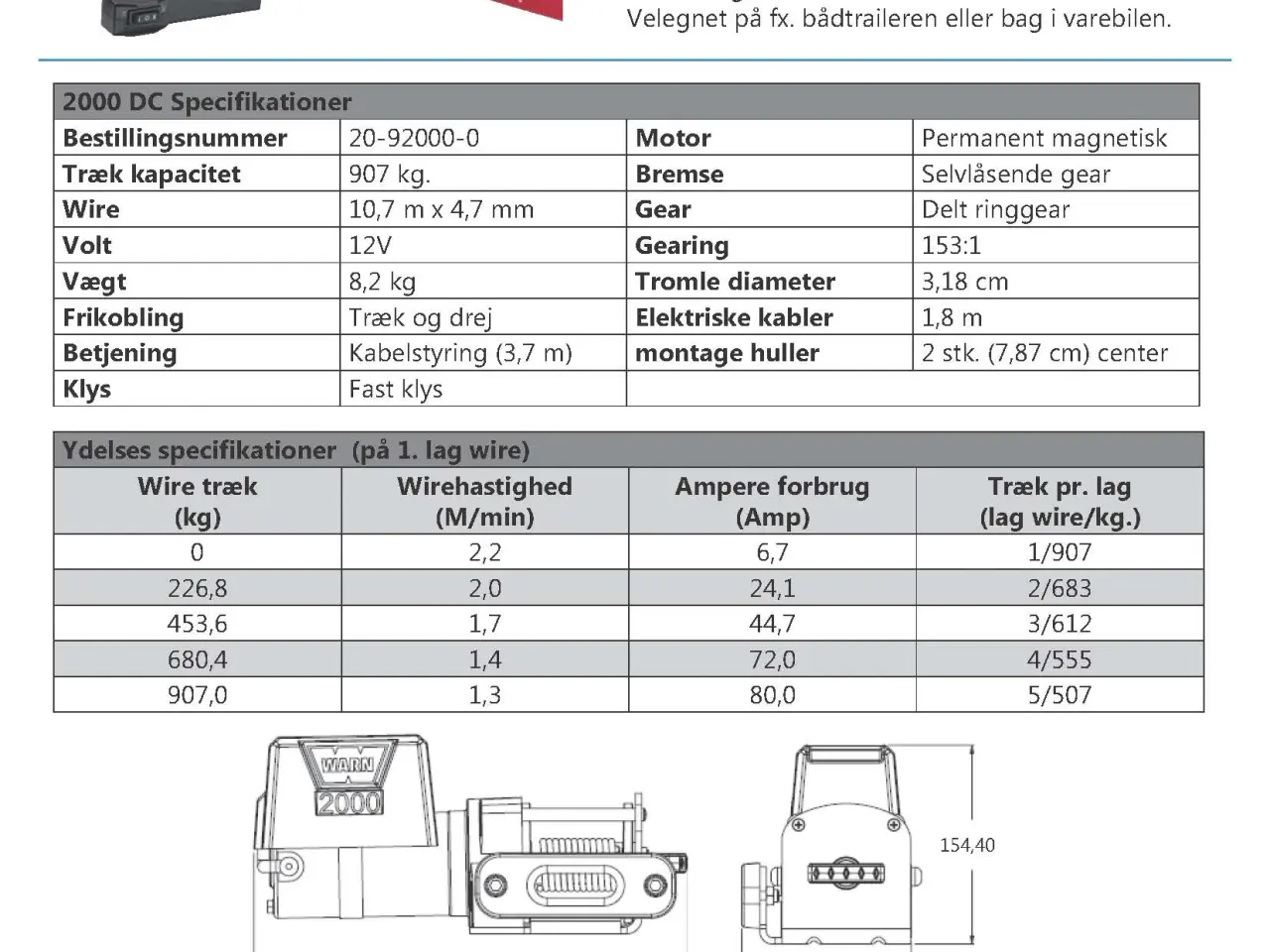 Billede 2 - Warn DC 2000 Elspil