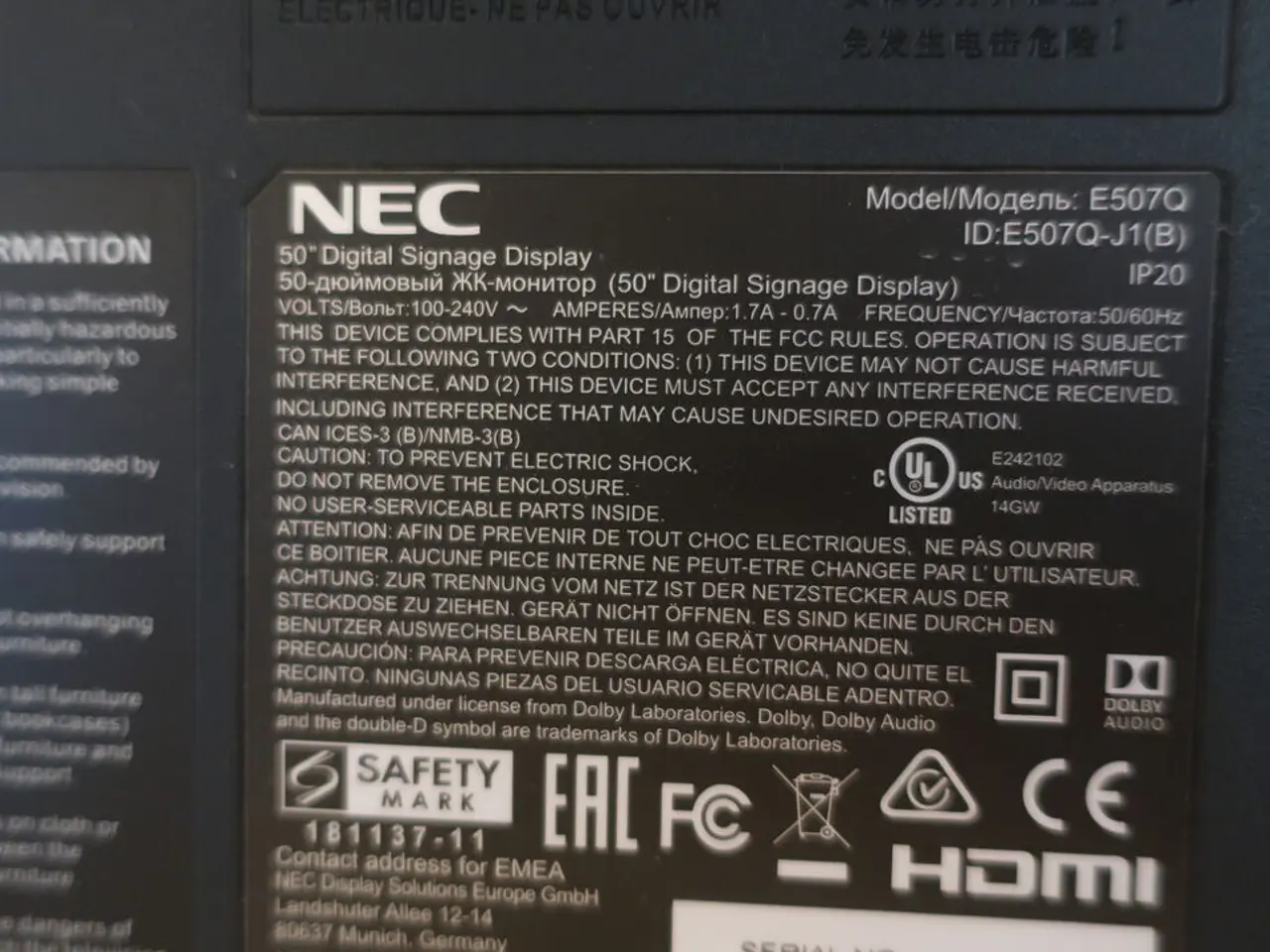 Billede 4 - Fjernsyn NEC E507Q