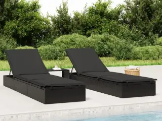 Liggestol 1 stk. med hynde 201x55x62 cm polyrattan sort