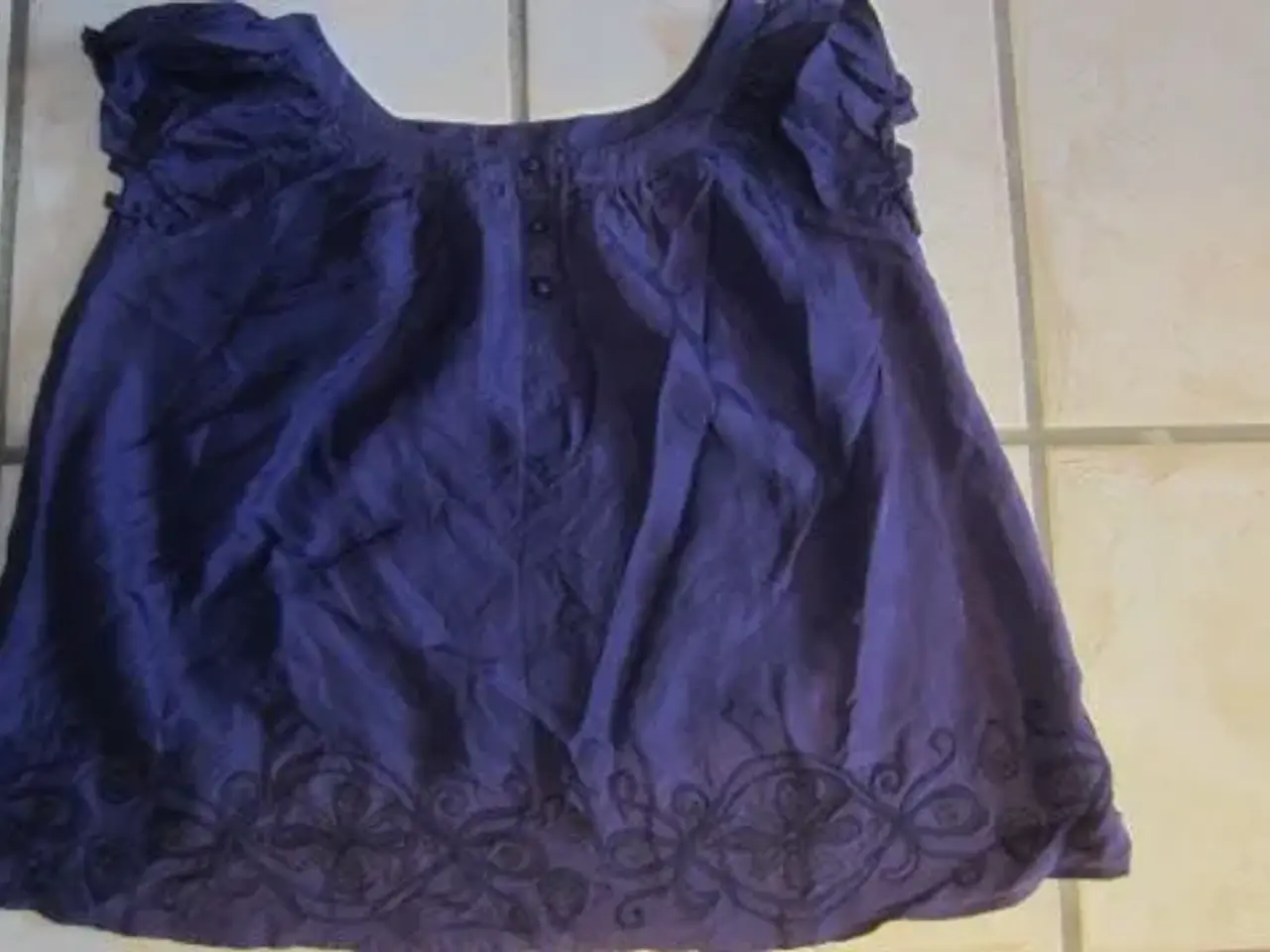 Billede 1 - Str. XS, lilla tunika i 100% silke