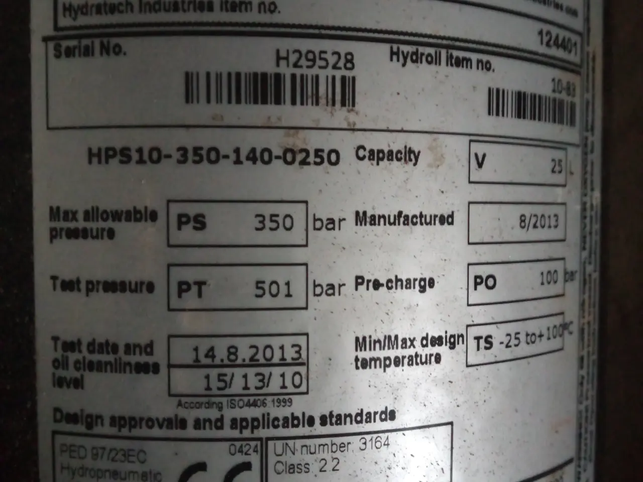 Billede 5 - Stempel akkumulator hydraulik Hydroll 10-83