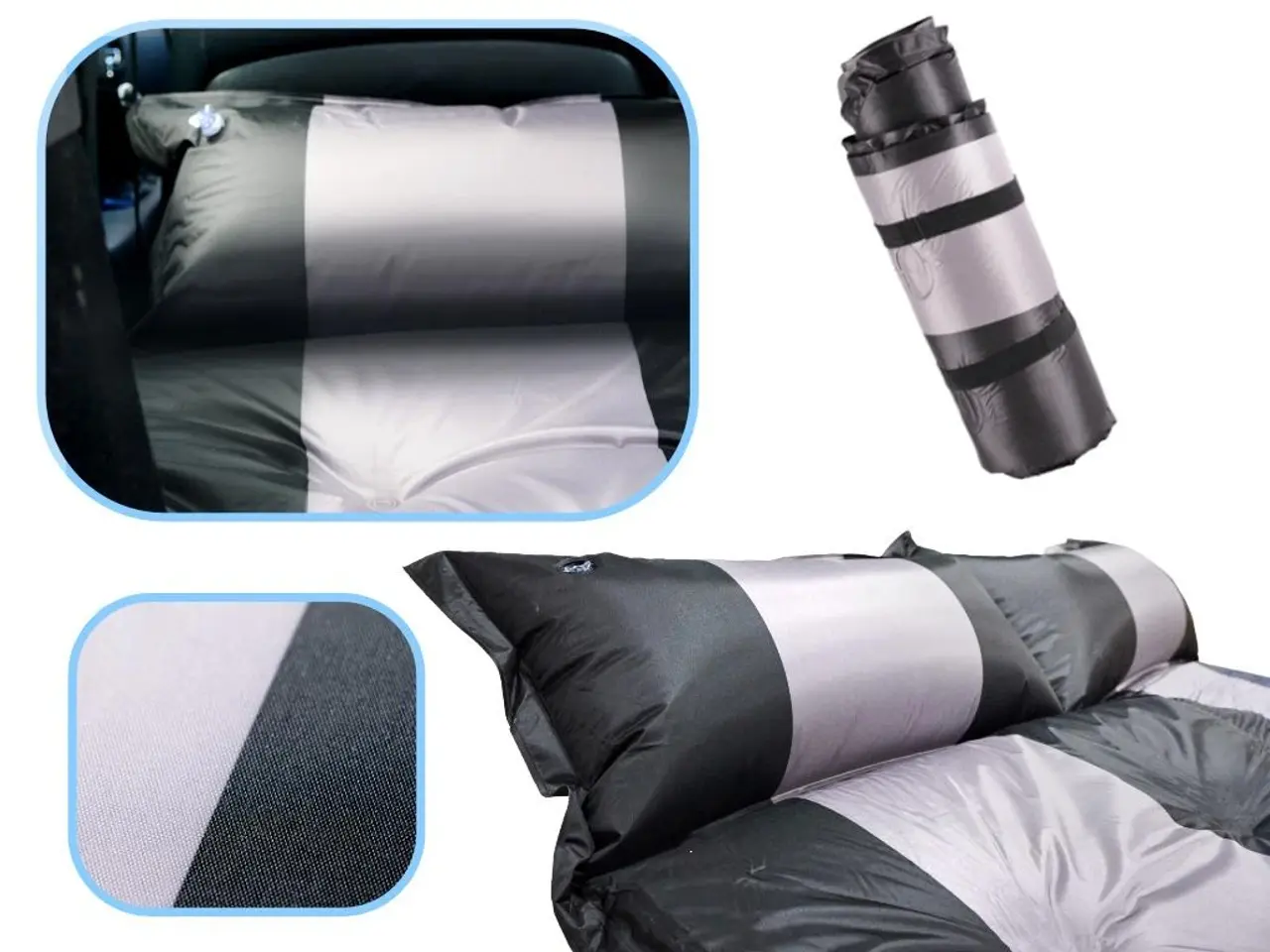 Billede 3 - Oppustelig madras til bil - 180 × 120 cm - sort/sølv