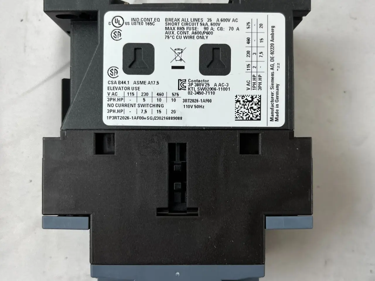 Billede 6 - Siemens 3RT2026-1AF00 kontaktor 110V Coil 3P parti