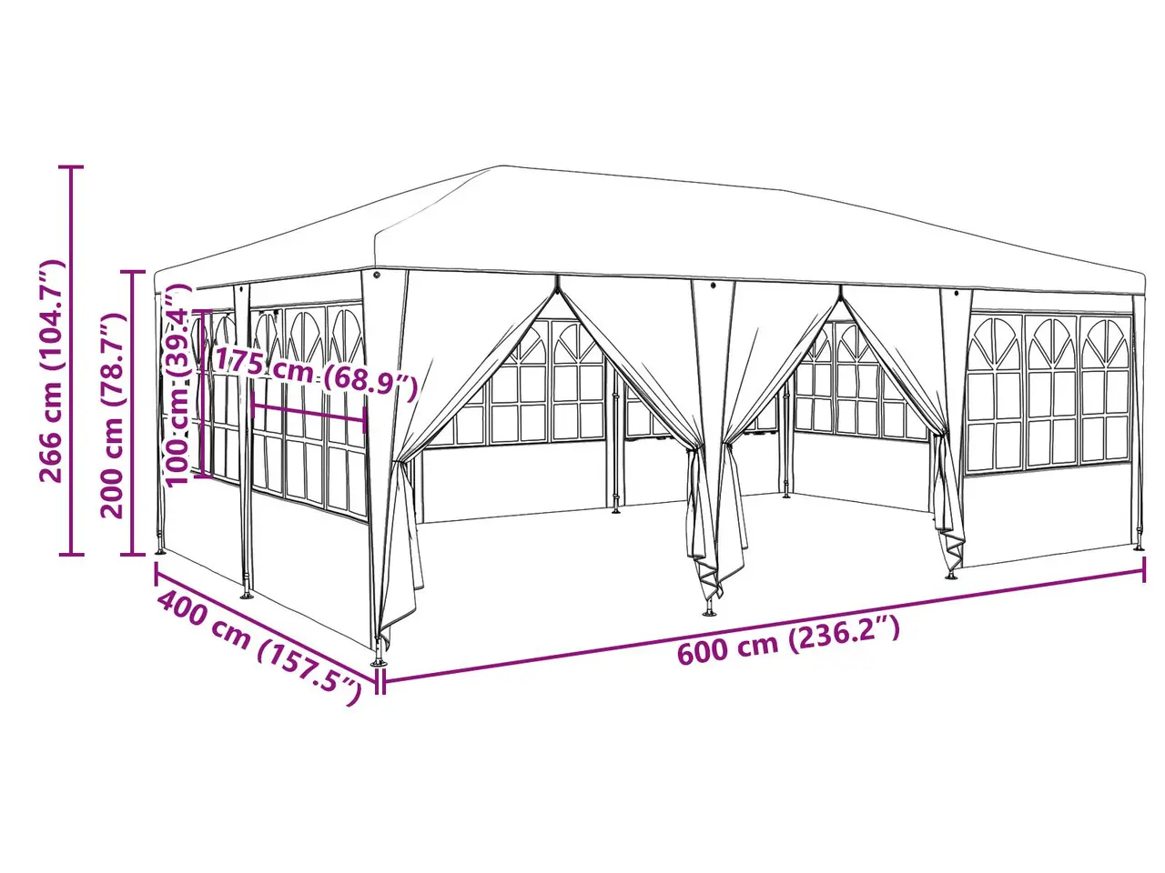 Billede 10 - Party Tent Anthracit og hvid 600 x 400 x 266 cm