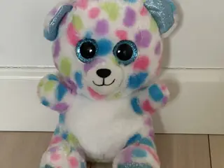 🌈 SØD FARVERIG BAMSE MED GLIMMERDETALJER 🌈