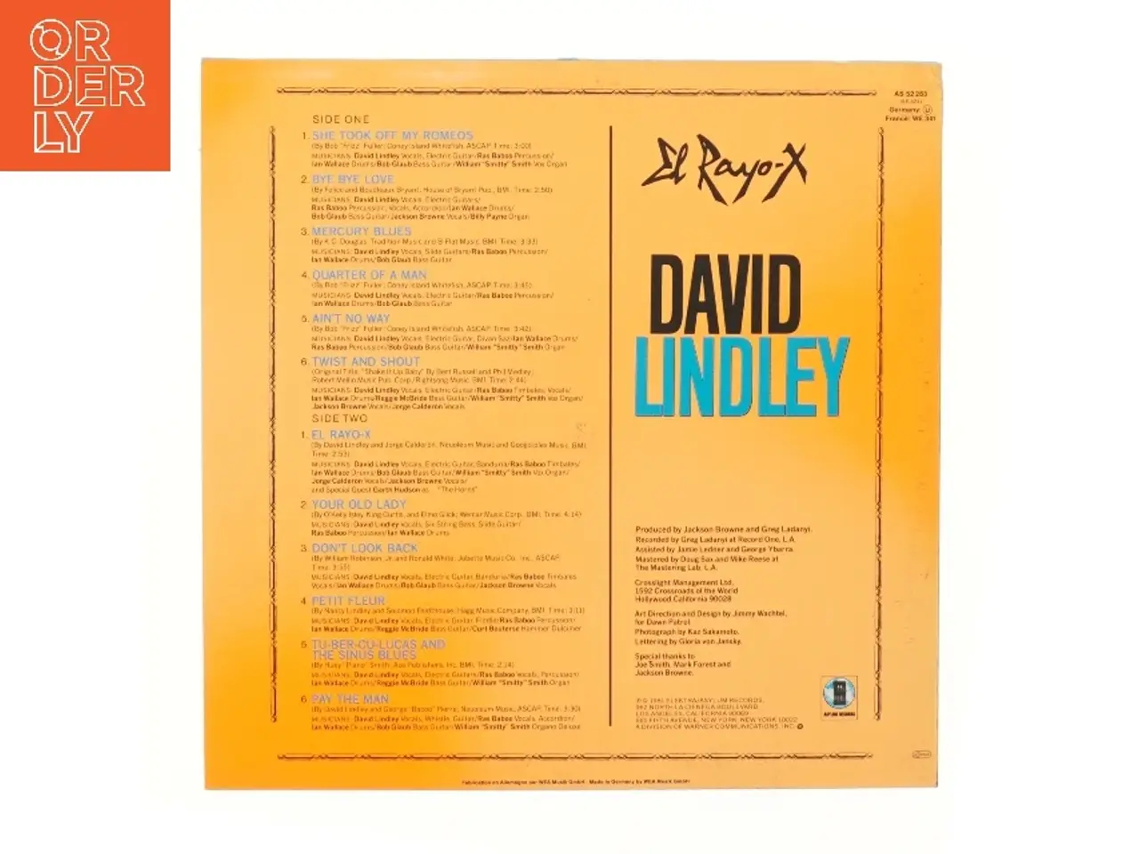 Billede 2 - David Lindley El Rayo-X album fra Warner Bros. Records