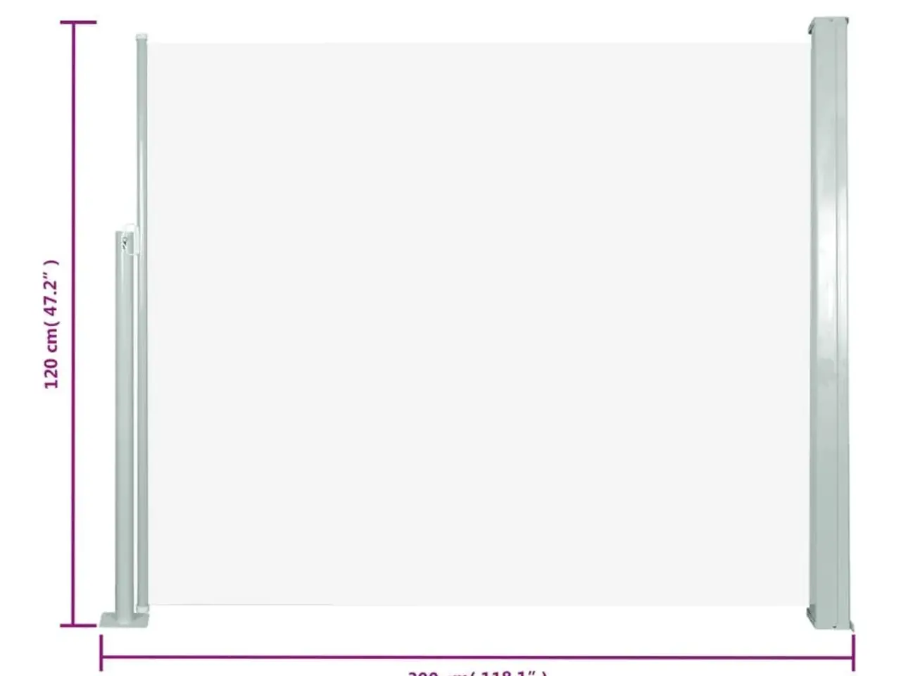 Billede 7 - Sammenrullelig sidemarkise 120 × 300 cm - cremefarvet