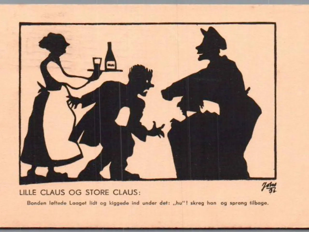 Billede 1 - Silhuet - Postkort - Lille Claus og Store Claus - Brugt