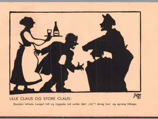 Silhuet - Postkort - Lille Claus og Store Claus - Brugt